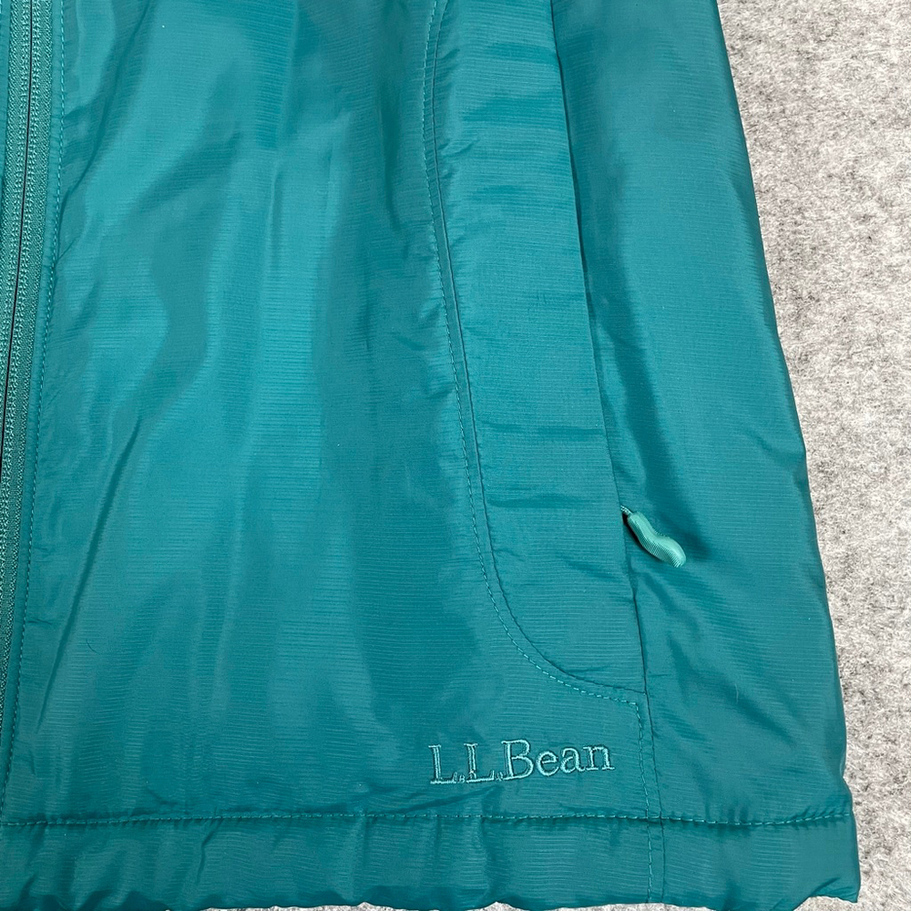 L.L. Bean Womens Small Petite Hooded Fleece Lined Vest Teal Full Zip Outdoor - Picture 3 of 14